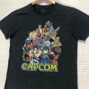 Capcom Graphic T-Shirt Video Game Characters Heather Gray Tee Size‎ L